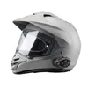 A gray motorcycle helmet with a communication system attached, shown against a white background. Náhled obrázku produktu
