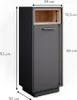 A tall, narrow cabinet with a wooden top compartment and a gray door, shown with dimensions indicated. Náhled obrázku produktu