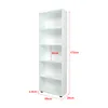 A white bookshelf with five shelves is shown against a white background, with dimensions indicated by red lines and text. Produktbild-Vorschau