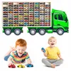 Modellauto-Regal für 80 Autos 1:64 – Wandregal & Setzkasten für Spielzeugautos, Lkw-Motiv, Grün, Birken-Sperrholz – mit Modellautos an der Wand Produktbild-Vorschau