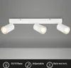 A white three-light ceiling spotlight fixture mounted on a gray background. Produktbild-Vorschau