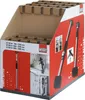 A cardboard display box containing multiple Bessey ST series adjustable support poles, with graphics and text detailing product information and usage. Anteprima dell’immagine prodotto