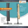 A product image showing a closed umbrella with its protective cover and a partially open umbrella with its base. Produktbild-Vorschau