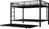 A black metal bunk bed with a pull-out trundle bed shown in front of a white background. Produktbild-Vorschau