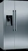 A studio shot of a stainless steel side-by-side refrigerator with a water dispenser. Náhled obrázku produktu