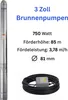 CHM GmbH® Tiefbrunnenpumpe 3 Zoll 750 Watt 3780 l/h 8,4 Bar Produktbild-Vorschau 2