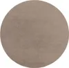 A round, taupe-colored rug is shown against a white background. Produktbild-Vorschau