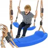 A young boy is happily sitting on a blue swing set, which is suspended by brown ropes. The swing set appears to be designed for outdoor or indoor use. Anteprima dell’immagine prodotto