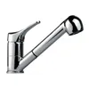 A chrome kitchen faucet with a pull-out spray head is shown against a white background. Produktbild-Vorschau