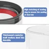 Close-up views of a dust bin component with text highlighting its features. Produktbild-Vorschau
