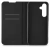 A black flip case for a smartphone, shown open. Produktbild-Vorschau