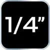 A black square with rounded corners containing white text "1/4" and quotation marks. Produktbild-Vorschau