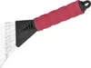 A close-up studio shot of an ice scraper with a red soft grip handle and a black plastic head with a clear plastic scraper blade. Produktbild-Vorschau