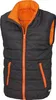 A black and orange puffer vest is shown against a white background. Voir les images du produit