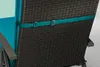 Close-up of the back of a chair cushion with a teal strap holding it in place. Produktbild-Vorschau
