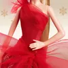 Close-up of a Barbie doll wearing a red dress with gold snowflakes in the background. Náhled obrázku produktu