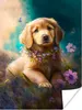 MuchoWow® Poster Welpe - Blumenkranz - Schmetterling - Hund Produktbild-Vorschau 1