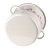 A cream-colored enamel pot with a floral design is shown against a white background. Produktbild-Vorschau