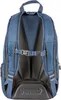 The back of a blue backpack is shown against a white background. Produktbild-Vorschau