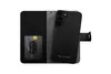 A black wallet phone case with a phone inserted, shown against a white background. Produktbild-Vorschau