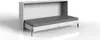 A white wall bed with a gray mattress is shown in an open position, revealing the bed frame and legs. Produktbild-Vorschau