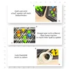 Three horizontal panels, each with an image and text describing features of a board game. Produktbild-Vorschau