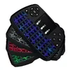 A stack of three wireless keyboard-touchpad remotes with colorful backlighting. Produktbild-Vorschau