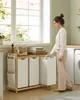 Wäschekorb 3 Fächer, Bambus, Wäschesammler 150 L, mit Produktbild-Vorschau 9