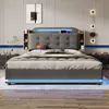 Leinen Polsterbett mit LED, USB + TYPE-C Anschlüssen, Produktbild-Vorschau 6
