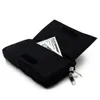 A black travel bag with a zipper and a US dollar bill peeking out. Produktbild-Vorschau