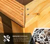 Close-up of wooden beams joined together with screws, with a marketing overlay describing easy assembly. Náhled obrázku produktu