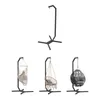 A collage of a black metal hammock stand and three different hanging chairs attached to it. Náhled obrázku produktu