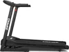 A black treadmill is shown in a studio setting against a white background. Produktbild-Vorschau