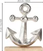 Deko Anker Metall Holz Silber Maritim 31cm Sommerdeko Produktbild-Vorschau 3