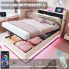 A bedroom scene featuring a bed with storage, illuminated by RGB LED lights. Anteprima dell’immagine prodotto
