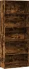 A tall, narrow, five-shelf bookcase with a rustic, distressed wood finish. Produktbild-Vorschau