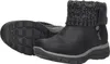 A pair of black Skechers boots with a knitted gray cuff. Voir les images du produit