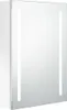 A front-facing view of a white LED medicine cabinet with vertical lights on the sides. Produktbild-Vorschau
