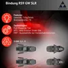 Marketing image for ski bindings with feature callouts. Produktbild-Vorschau