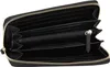 An open black wallet with gold zipper detail. Produktbild-Vorschau