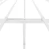 A close-up view of the white metal frame of a bed. Podgląd zdjęcia produktu