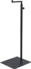 A black handbag display stand with a square base and an adjustable height pole with a single hook at the top. Podgląd zdjęcia produktu