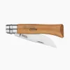A folding knife with a wooden handle and a steel blade, presented on a white background. Podgląd zdjęcia produktu