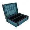 An open teal storage box with black dividers, shown against a white background. Produktbild-Vorschau