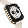 A close-up shot of an Apple Watch with a transparent protective case, displaying its watch face with multiple time zones and alarm information. Anteprima dell’immagine prodotto