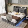 A bedroom scene featuring a modern upholstered bed with LED lighting. Náhled obrázku produktu