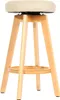A bar stool with a cream-colored seat and light wooden legs. Podgląd zdjęcia produktu