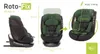A collage showing a car seat from different angles with dimensions indicated. Produktbild-Vorschau