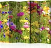 A multi-panel room divider displaying a vibrant field of wildflowers in full bloom. Produktbild-Vorschau