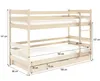 A diagram of a wooden bunk bed with dimensions indicated by measurement lines and text. Produktbild-Vorschau